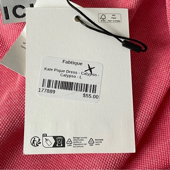 New! Ichi Kate cinched drawstring waist pique calypso pink Dress 35232 - Picture 13 of 15